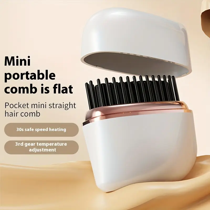 Mini wireless hair straightening comb