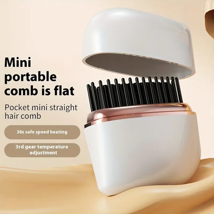Mini wireless hair straightening comb
